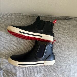 Joules Rainwell Boots Youth Sz 12 Black Short Height Slip On Rain Kid